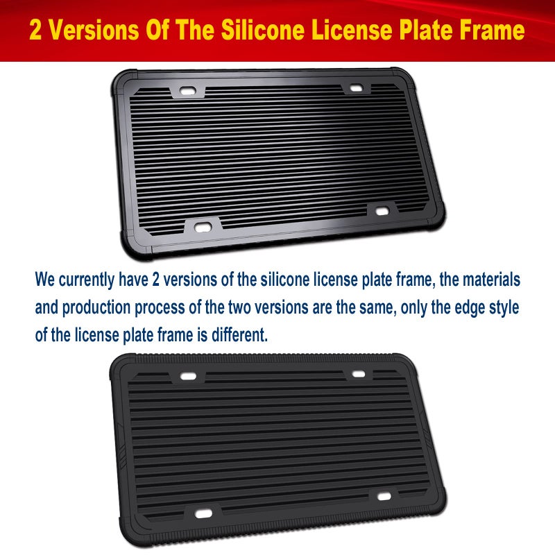 Aootf Black License Plate Frames-2 Pack Silicone License Plate Cover Front & Rear Tag Slim Holder with Screws, Screw Caps, with Rust-Proof. Rattle-Proof. Weather-Proof. for Women & Men - Image 2